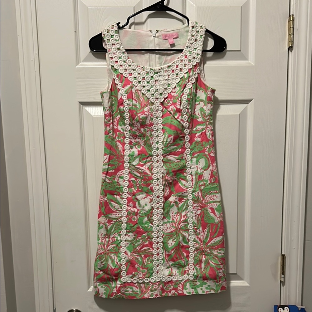 Lilly Pulitzer Pink and Green Floral Mini Dress